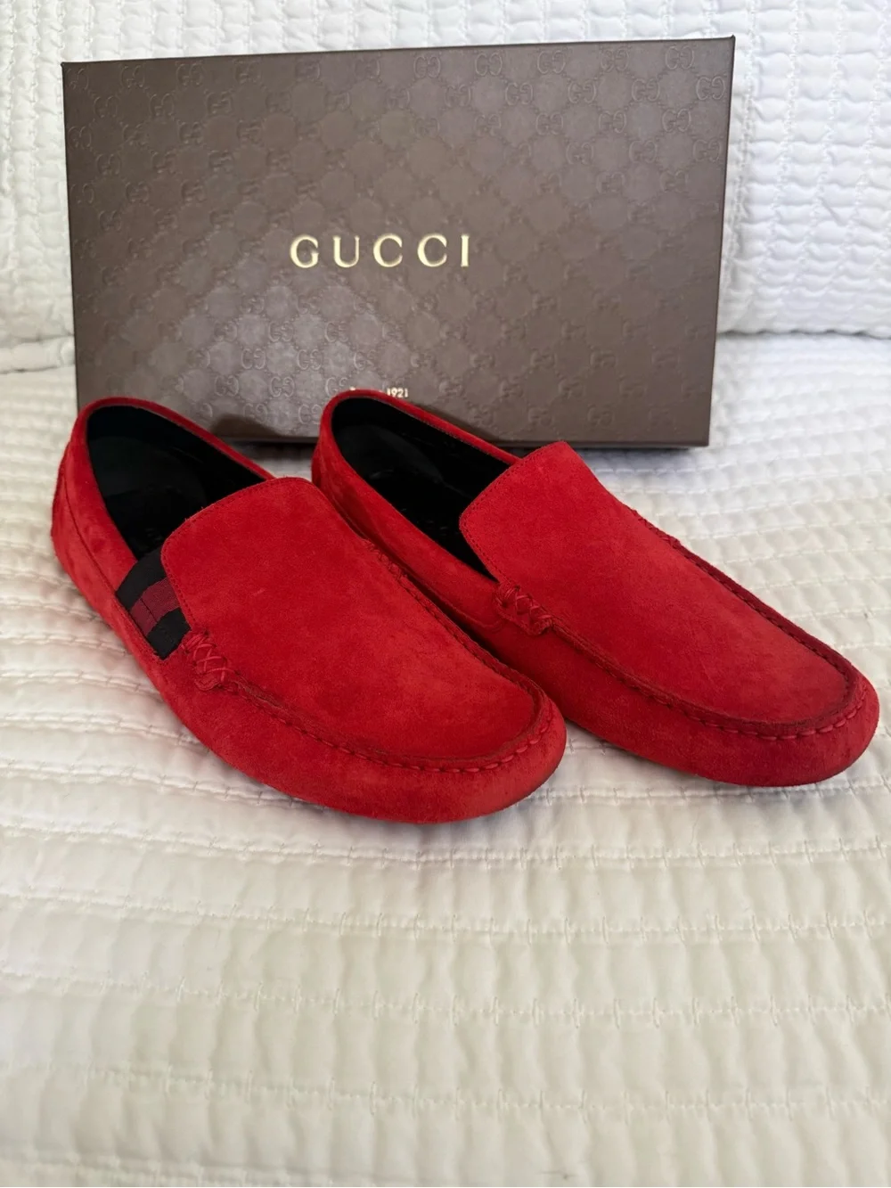 Gucci Men’s Red Suede Driving Loafers